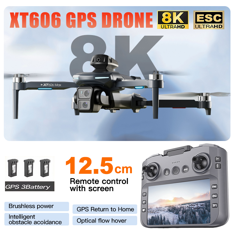 XT606 MAX 3 battery Drone 4k 8 - Jjrc Drone X12 review and price